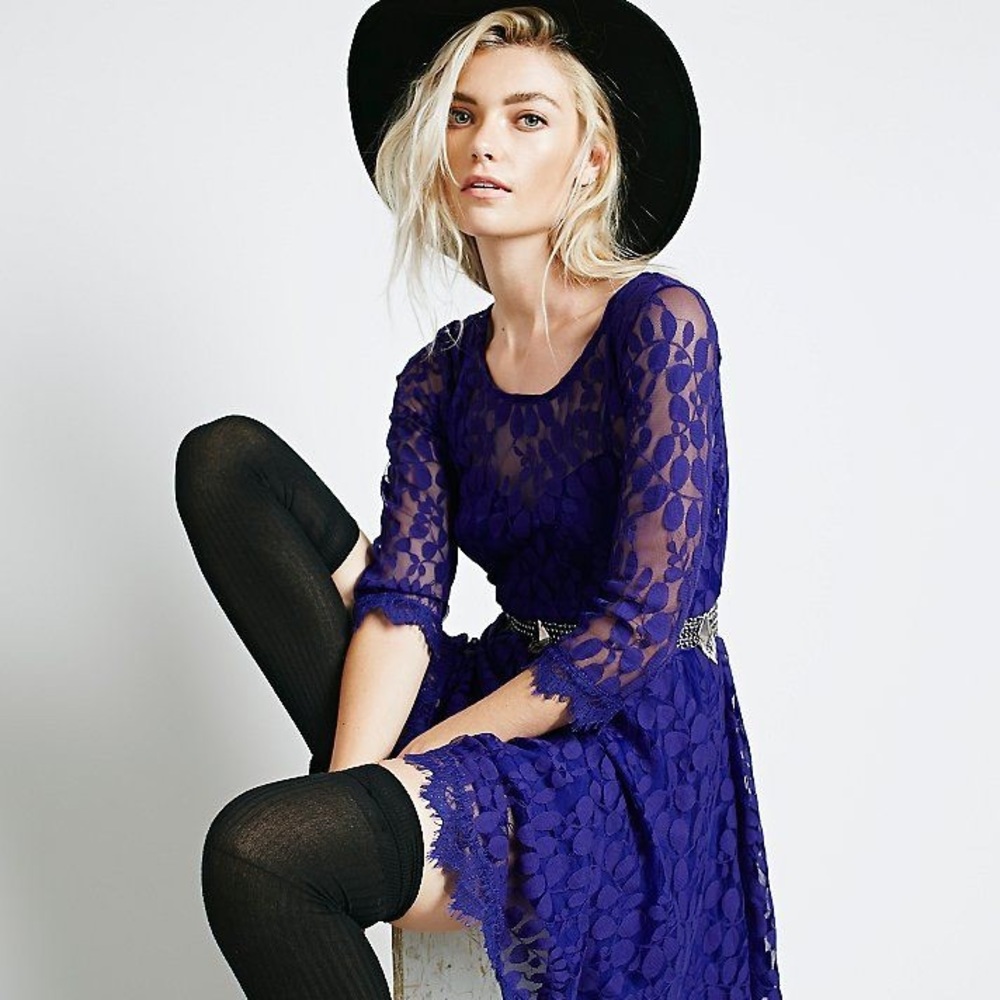 Free People floral lace mesh dress